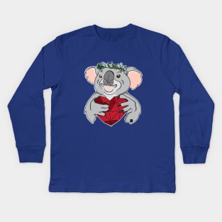 Koala with Eucalyptus Crown Kids Long Sleeve T-Shirt